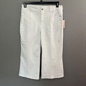 NYDJ Wide Leg Cool Embrace Lift Tuck White Jeans Women's Size 14 NWT